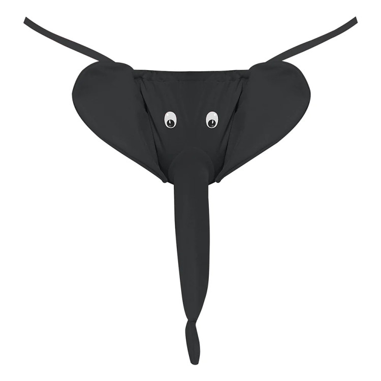 Male Power Squeaker Elephant G-String Black
