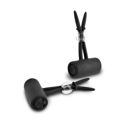 Vibrating Silicone Nipple Lassos Black