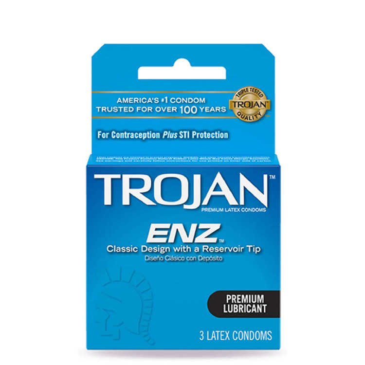 Trojan-Enz Premium Condoms with Spermicidal Lubricant 3-Pack Trojan-Enz Premium Condoms with Spermicidal Lubricant 3-Pack