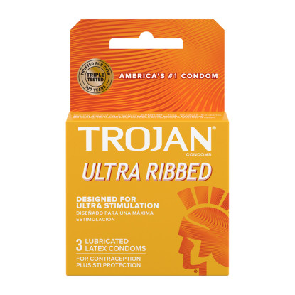 Trojan Ultra Ribbed Lubricated Condoms 3-Pack