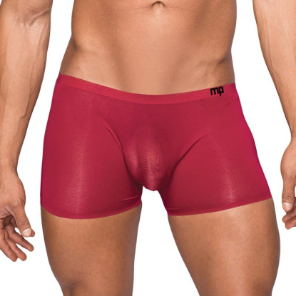 Male Power Seamless Sleek Boxer Short w/ Sheer Pouch Wine