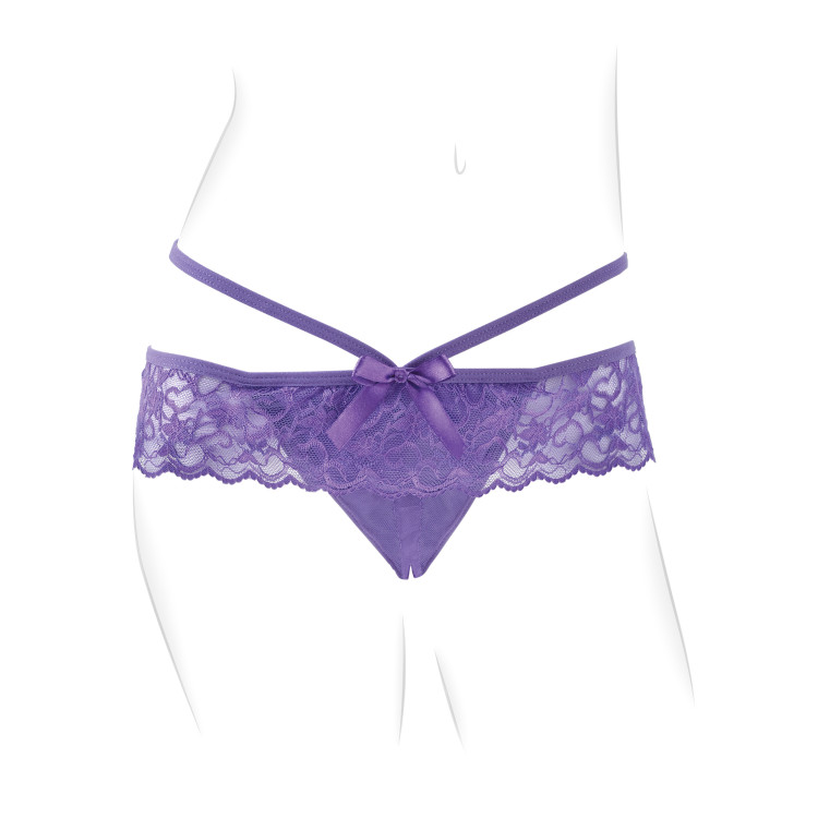 Crotchless Panty Thrill-Her & Remote-Controlled Bullet Vibrator Purple Crotchless Panty Thrill-Her & Remote-Controlled Bullet Vibrator Purple