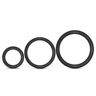 Silicone Cock Ring 3-Pack Set Black