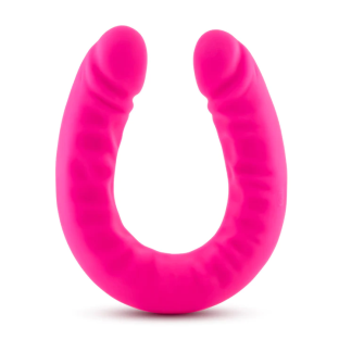 18 in. Realistic Silicone Slim Dual Ended Dildo Hot Pink