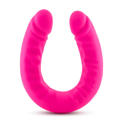 18 in. Realistic Silicone Slim Dual Ended Dildo Hot Pink