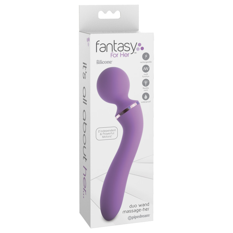 Duo Wand Massage-Her Silicone Dual-Ended Vibrator Purple Duo Wand Massage-Her Silicone Dual-Ended Vibrator Purple