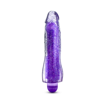 8 in. Color Changing Vibrating Dildo Glitter Purple