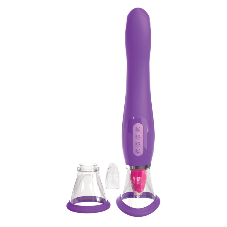 Her Ultimate Pleasure Silicone Dual-Ended Licking & Suction Vibrator Her Ultimate Pleasure Silicone Dual-Ended Licking & Suction Vibrator