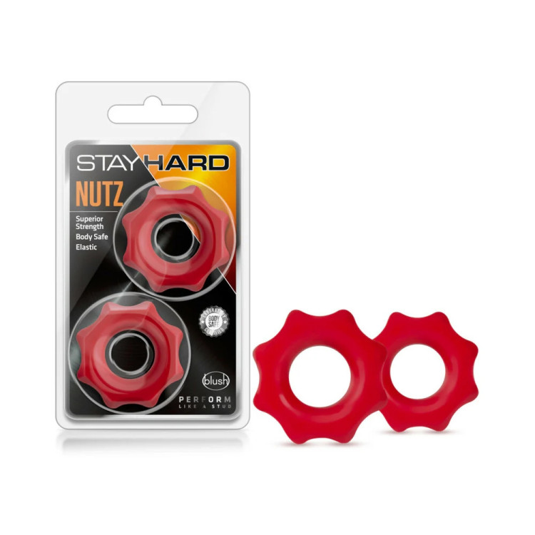 Stay Hard Nutz Cockring 2-Pack Red Stay Hard Nutz Cockring 2-Pack Red
