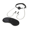 Lux Fetish Breathable Ball Gag with Adjustable Pressure Nipple Clamps Lux Fetish Breathable Ball Gag with Adjustable Pressure Nipple Clamps