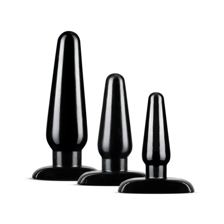 Anal 3-Piece Butt Plug Trainer Kit Black Anal 3-Piece Butt Plug Trainer Kit Black