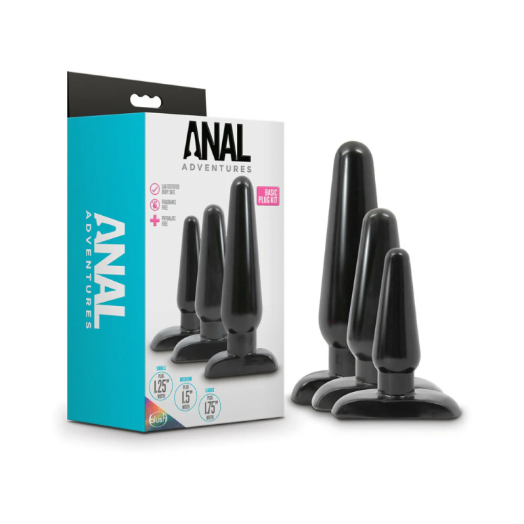 Anal 3-Piece Butt Plug Trainer Kit Black Anal 3-Piece Butt Plug Trainer Kit Black