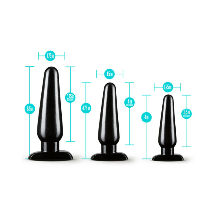 Anal 3-Piece Butt Plug Trainer Kit Black Anal 3-Piece Butt Plug Trainer Kit Black