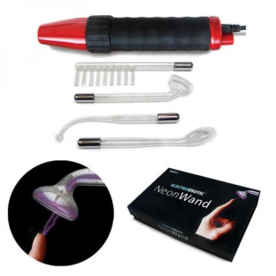 Neon Wand Electrosex Kit Red Handle Purple Electrode