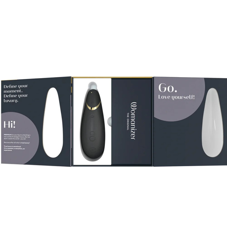Womanizer Premium 2 Silicone Luxurious Pleasure Air Clitoral Stimulator Black