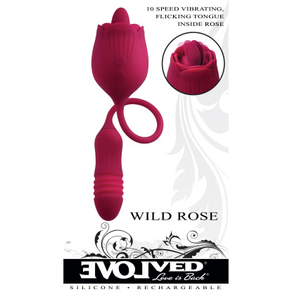 Thrusting Bullet & Flicking Tongue Rose Vibrator