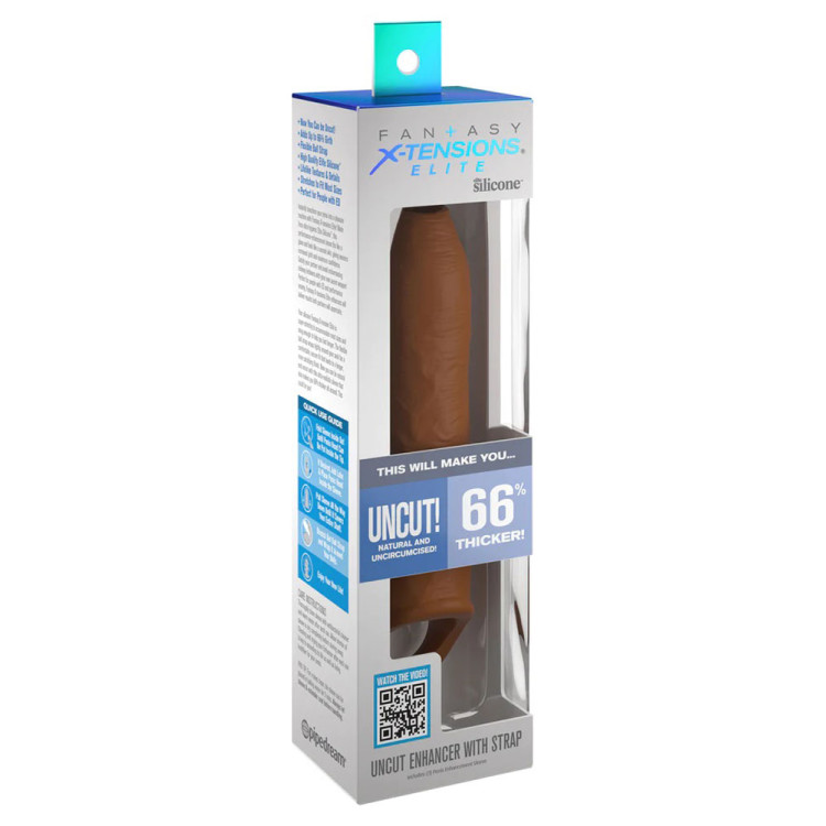 X-tensions Elite Uncut 7 in. Open-Ended Silicone Enhancement Sleeve with Strap Tan X-tensions Elite Uncut 7 in. Open-Ended Silicone Enhancement Sleeve with Strap Tan