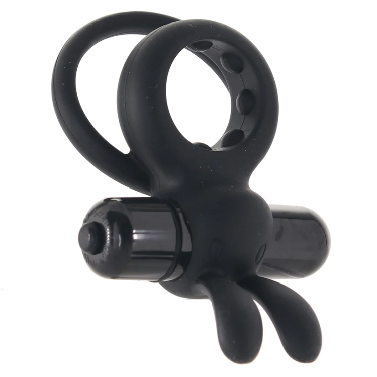 Vibrating Rabbit Double Cock Ring Black Vibrating Rabbit Double Cock Ring Black