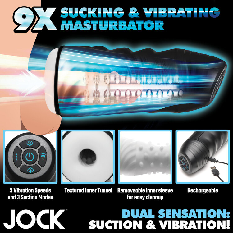 Jock 9X Sucking & Vibrating Masturbator White