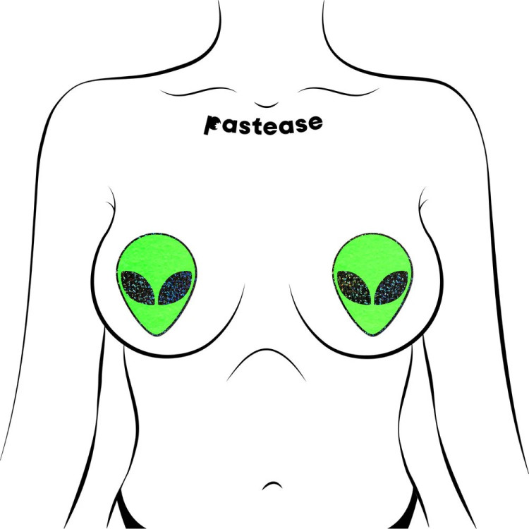 Pastease Glow-in-the-Dark Glitter Alien Pasties Green (86943) by Pastease | Pasties | SlipDix.com Pastease Glow-in-the-Dark Glitter Alien Pasties Green (86943) | SlipDix.com
