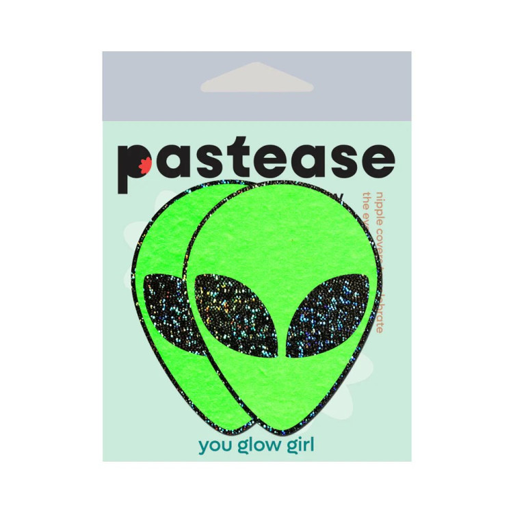 Pastease Glow-in-the-Dark Glitter Alien Pasties Green (86943) by Pastease | Pasties | SlipDix.com Pastease Glow-in-the-Dark Glitter Alien Pasties Green (86943) | SlipDix.com