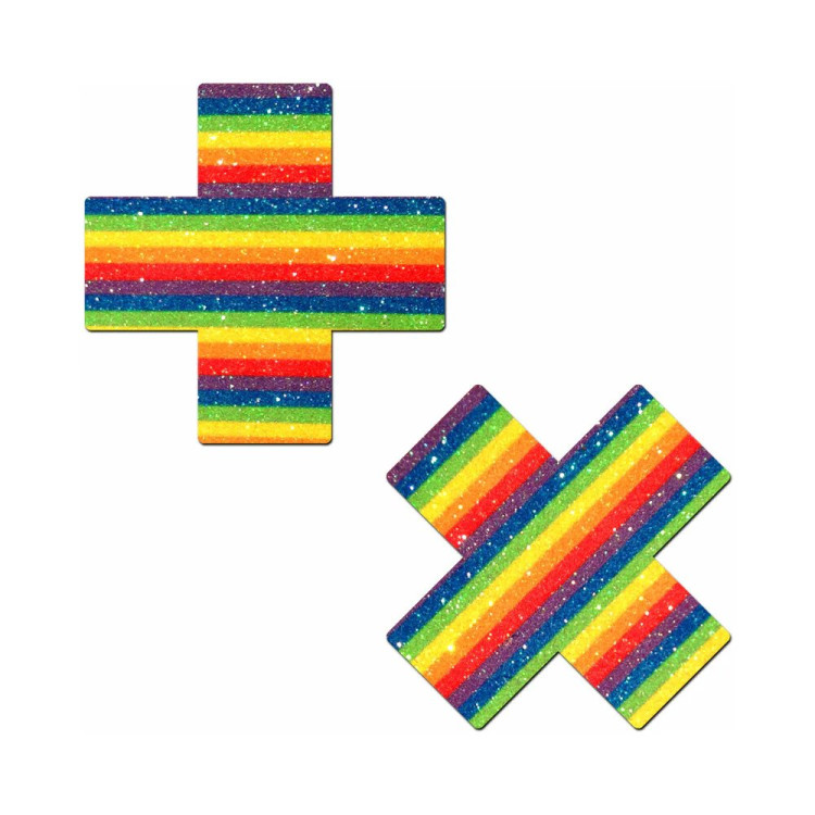 Pastease Glitter Pride Crosses Rainbow (86971) by Pastease | Pasties | SlipDix.com Pastease Glitter Pride Crosses Rainbow (86971) | SlipDix.com