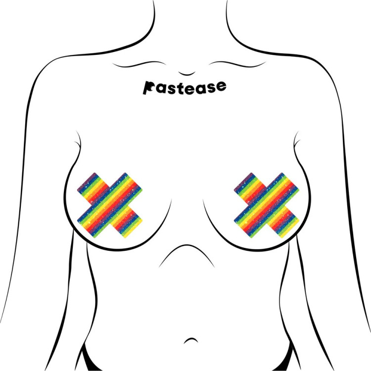 Pastease Glitter Pride Crosses Rainbow (86971) by Pastease | Pasties | SlipDix.com Pastease Glitter Pride Crosses Rainbow (86971) | SlipDix.com