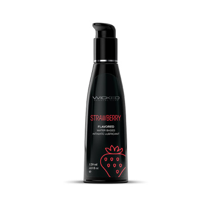 Wicked Aqua Strawberry Water-Based Flavored Lubricant 4 oz.