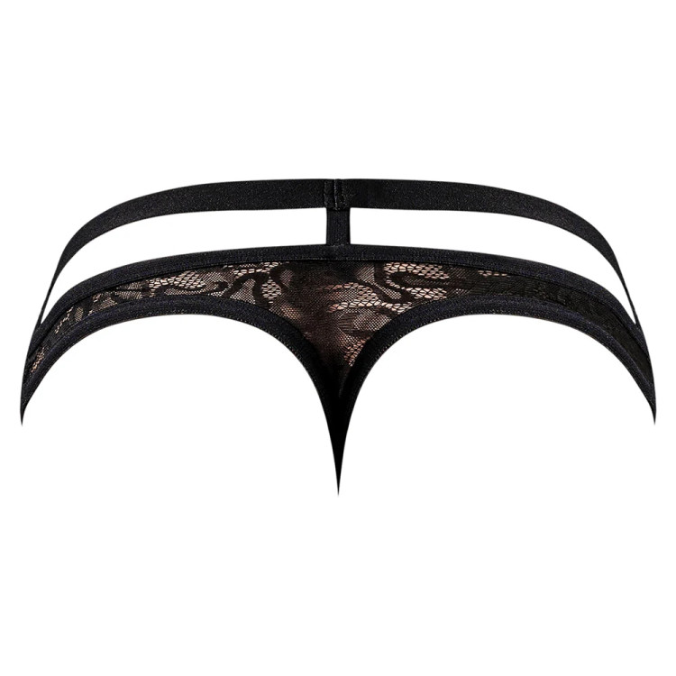 Male Power Lucifer Cut Out Strappy Thong Black