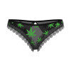 Magic Silk Hazy Dayz Crotchless Panty with Open Back Pot Leaf Magic Silk Hazy Dayz Crotchless Panty with Open Back Pot Leaf