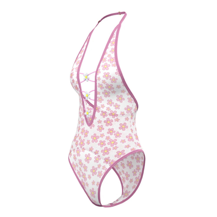 Magic Silk Daisy Teddy with Snap Crotch Daisy Print Magic Silk Daisy Teddy with Snap Crotch Daisy Print