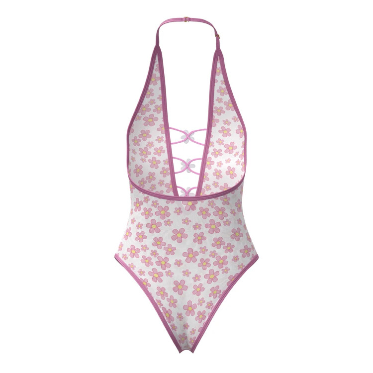 Magic Silk Daisy Teddy with Snap Crotch Daisy Print Magic Silk Daisy Teddy with Snap Crotch Daisy Print