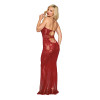 Dreamgirl Lace Bodystocking Gown with Bustier Detail Oxblood Dreamgirl Lace Bodystocking Gown with Bustier Detail Oxblood