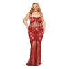 Dreamgirl Lace Bodystocking Gown with Bustier Detail Oxblood Dreamgirl Lace Bodystocking Gown with Bustier Detail Oxblood