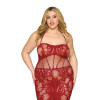 Dreamgirl Lace Bodystocking Gown with Bustier Detail Oxblood Dreamgirl Lace Bodystocking Gown with Bustier Detail Oxblood