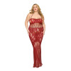 Dreamgirl Lace Bodystocking Gown with Bustier Detail Oxblood Dreamgirl Lace Bodystocking Gown with Bustier Detail Oxblood