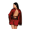 Dreamgirl Open Back Satin Robe with Lace Detail Oxblood Dreamgirl Open Back Satin Robe with Lace Detail Oxblood