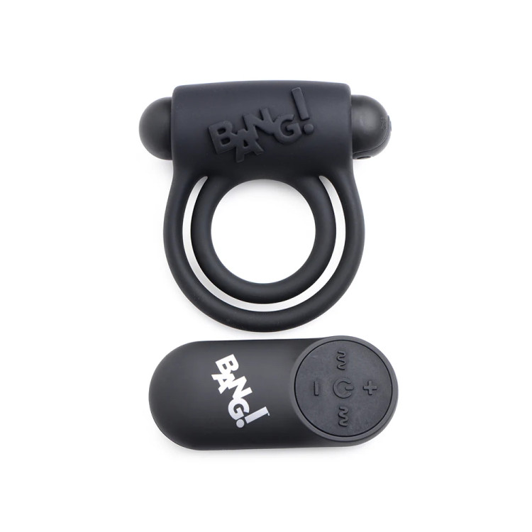 BANG! Vibrating Cock Ring with Remote Control Black BANG! Vibrating Cock Ring with Remote Control Black