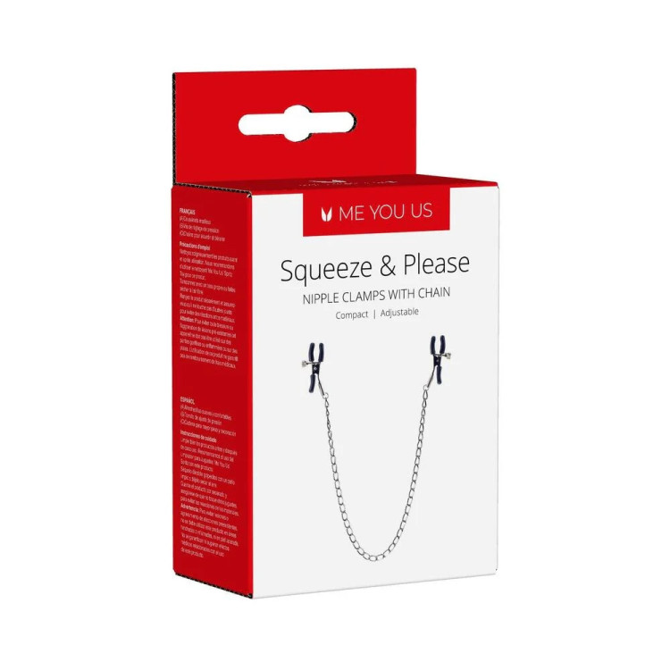 Me You Us Squeeze & Please Nipple Clamps with Chain Me You Us Squeeze & Please Nipple Clamps with Chain