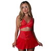 Magic Silk Sugar High Bralette Cincher Skirt & Thong Set Red Magic Silk Sugar High Bralette Cincher Skirt & Thong Set Red