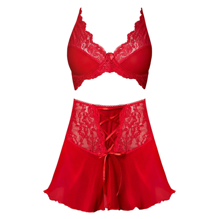 Magic Silk Sugar High Bralette Cincher Skirt & Thong Set Red Magic Silk Sugar High Bralette Cincher Skirt & Thong Set Red