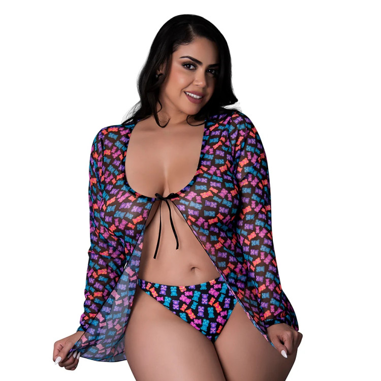 Magic Silk Hazy Dayz Tie Front Jacket & Thong Set Gummy Bears Magic Silk Hazy Dayz Tie Front Jacket & Thong Set Gummy Bears