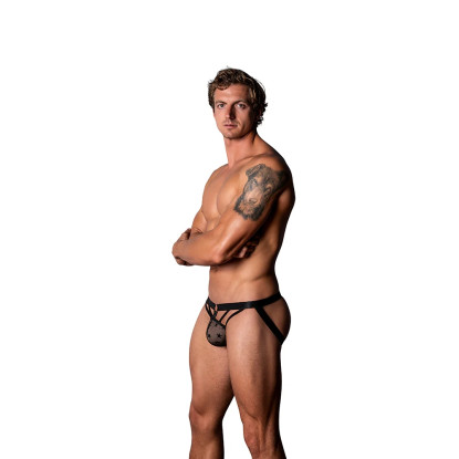 Male Power Love Star Jock Strap with Ring Black