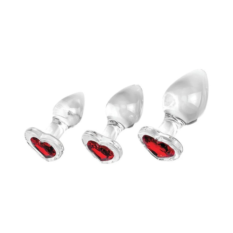 Red Heart Gem Glass Plug Set Red Heart Gem Glass Plug Set