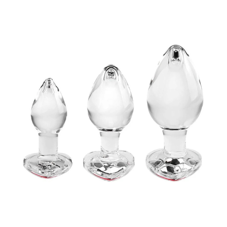 Red Heart Gem Glass Plug Set Red Heart Gem Glass Plug Set