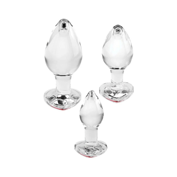 Red Heart Gem Glass Plug Set Red Heart Gem Glass Plug Set
