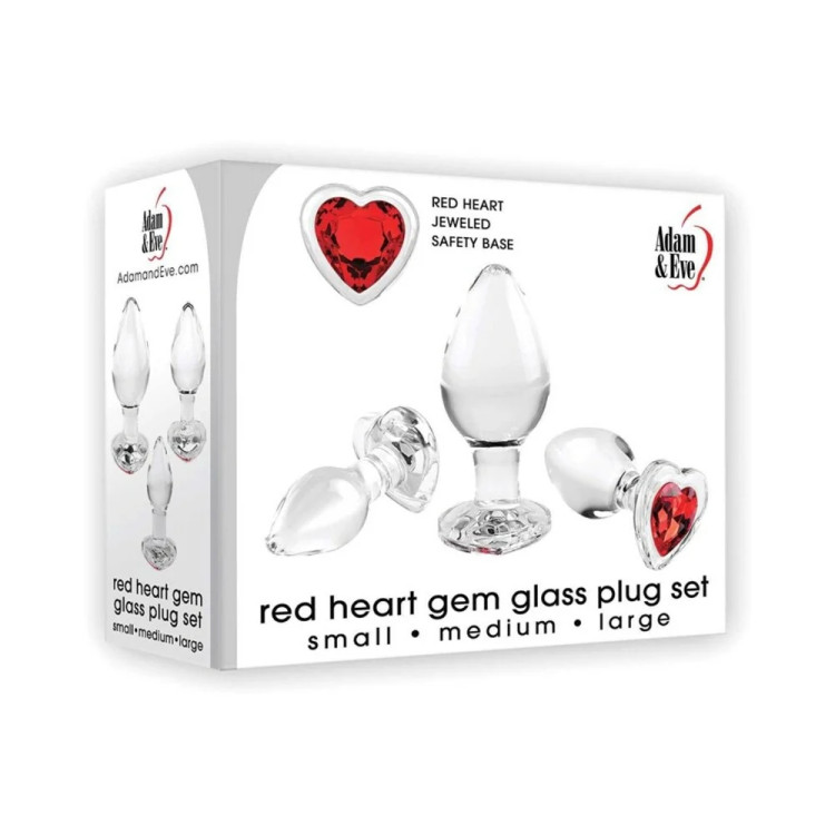 Red Heart Gem Glass Plug Set Red Heart Gem Glass Plug Set