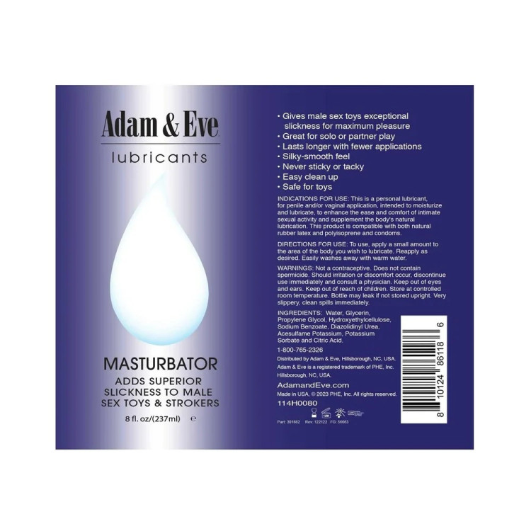 Adam & Eve Masturbator Lubricant 8 oz. Adam & Eve Masturbator Lubricant 8 oz.