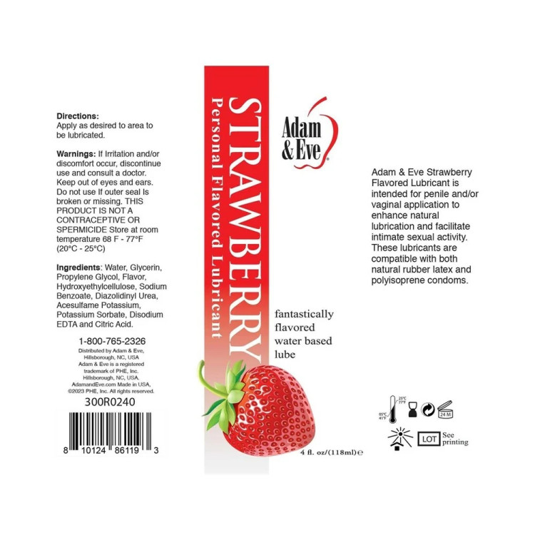 Adam & Eve Flavored Lubricant Strawberry 4 oz. Adam & Eve Flavored Lubricant Strawberry 4 oz.