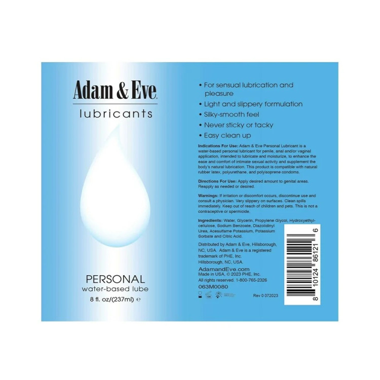 Adam & Eve Personal Water-Based Lubricant 8 oz. Adam & Eve Personal Water-Based Lubricant 8 oz.